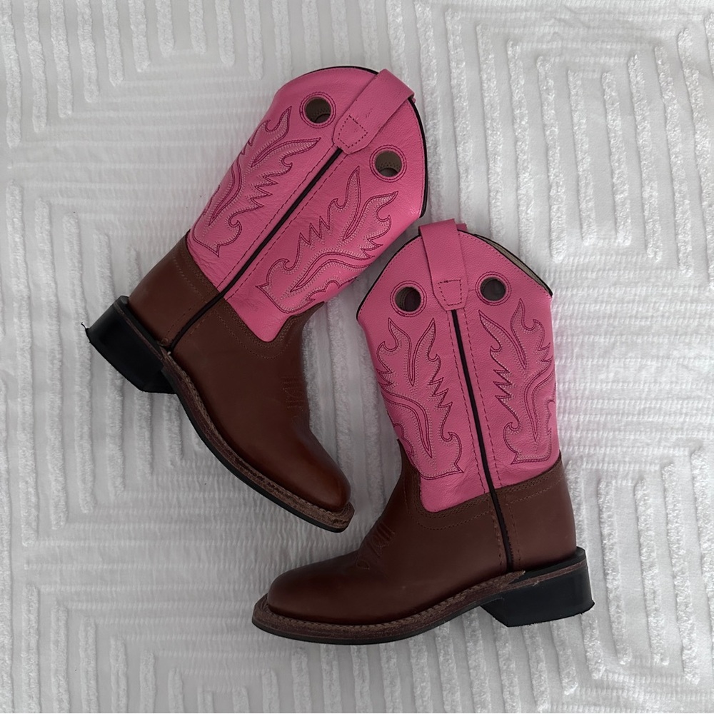Old West Girl’s Pink & Brown Western Boots 12